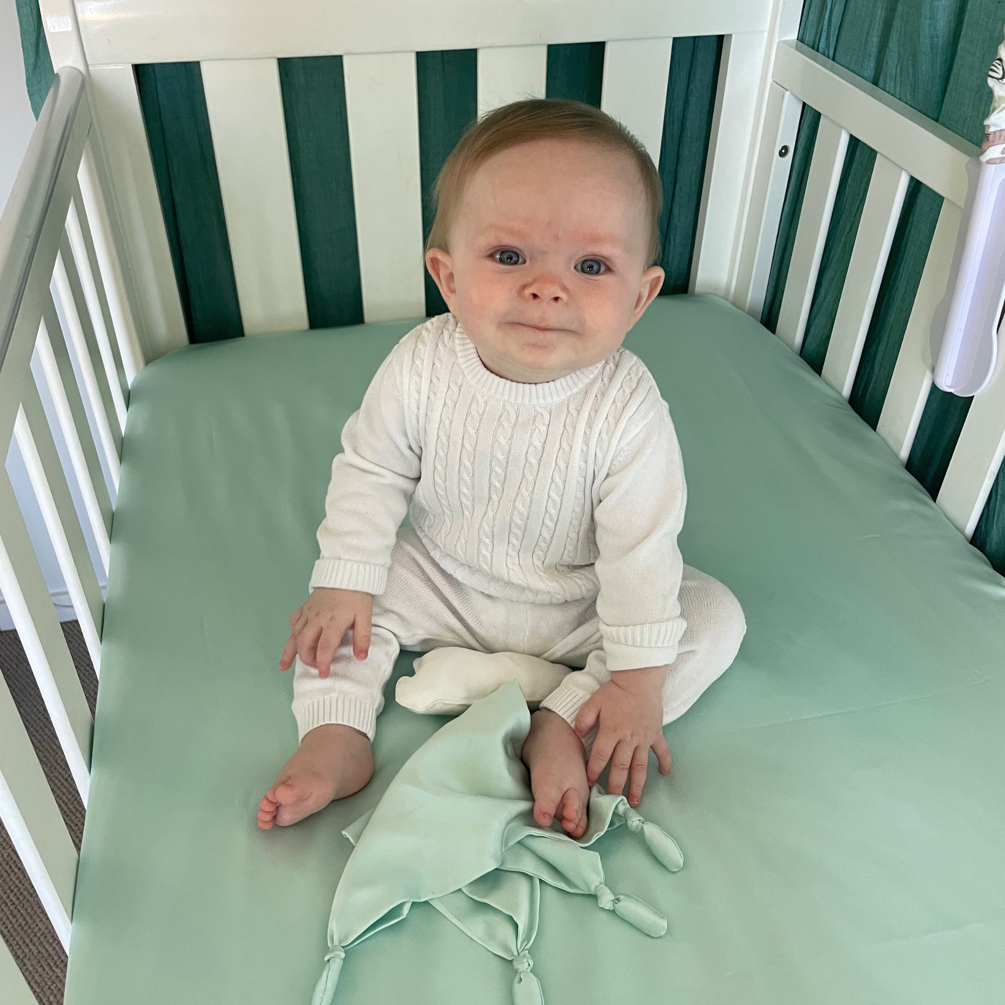 Mint green top cot sheets