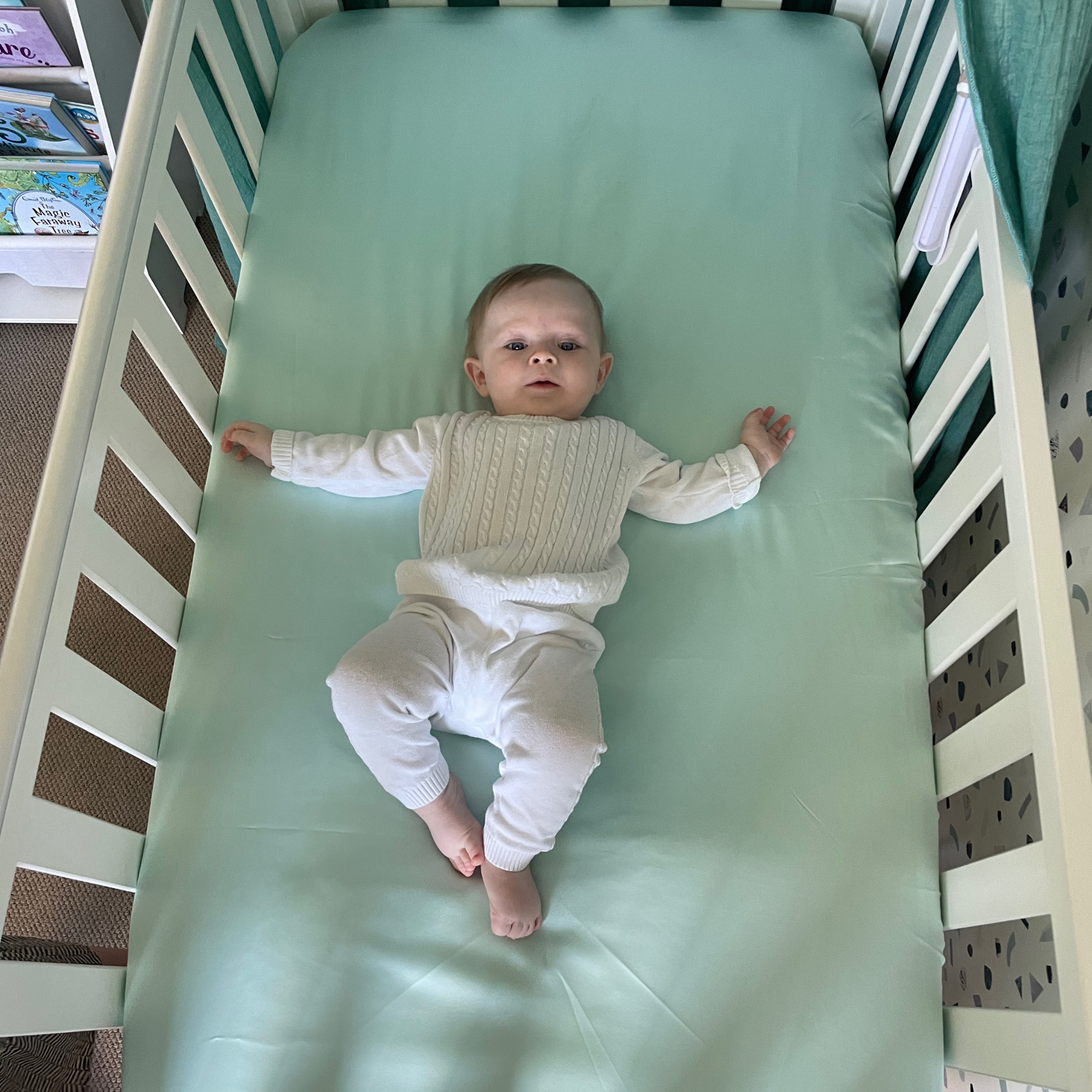 Mint green cot sheets hotsell