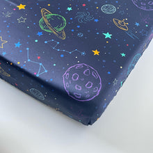 Load image into Gallery viewer, space collection cotbed/toddler bed sheet
