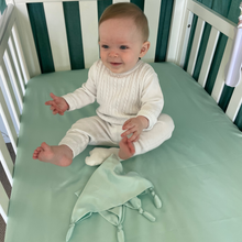 Load image into Gallery viewer, mint cotbed/toddler bed sheet

