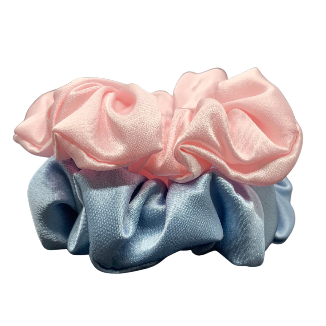 pink/blue scrunchie duo